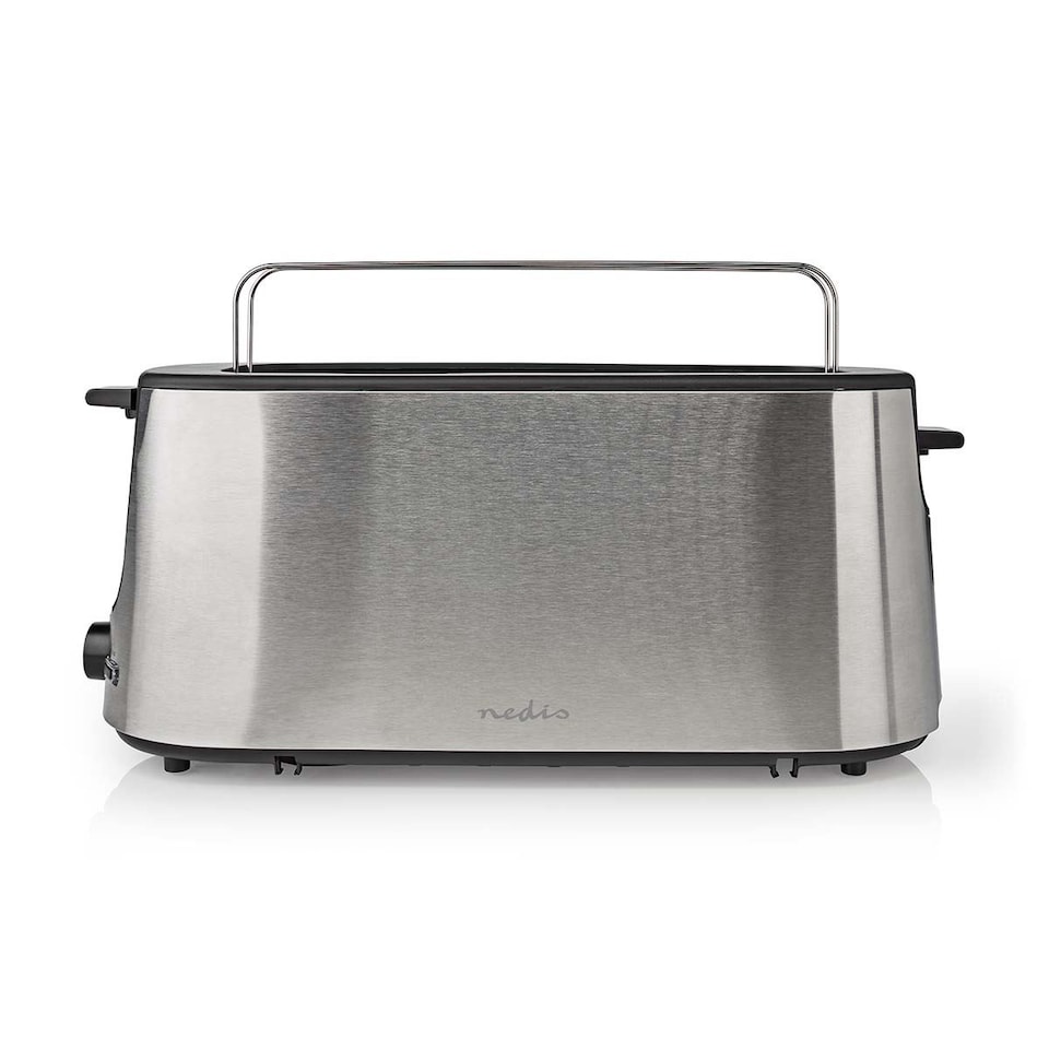 image 1 of Long Slot Toaster, Long Slice or 2 Slice Stainless Steel Toaster with Bun Warming Rack, 6 Browning Levels, Removeable Crumb Tray, Defrost and Reheat, 1000W