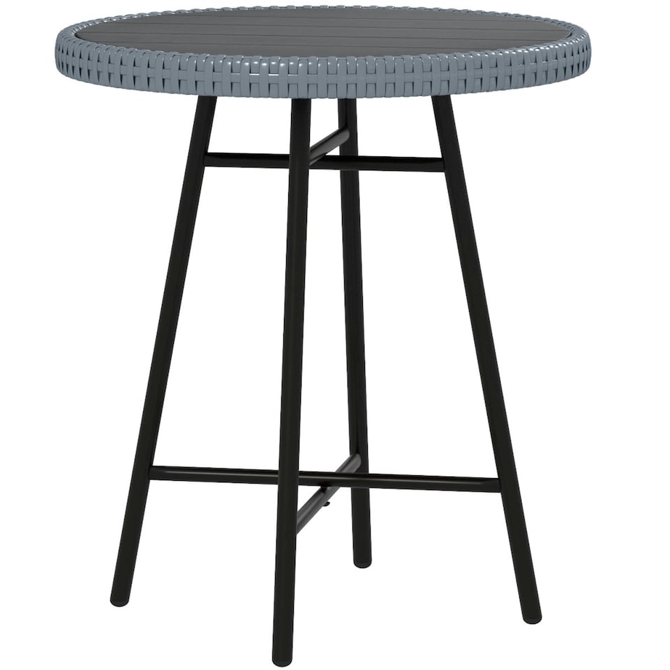 image 1 of Outsunny PE Rattan Side Table for Indoor, Outdoor, Balcony, Patio