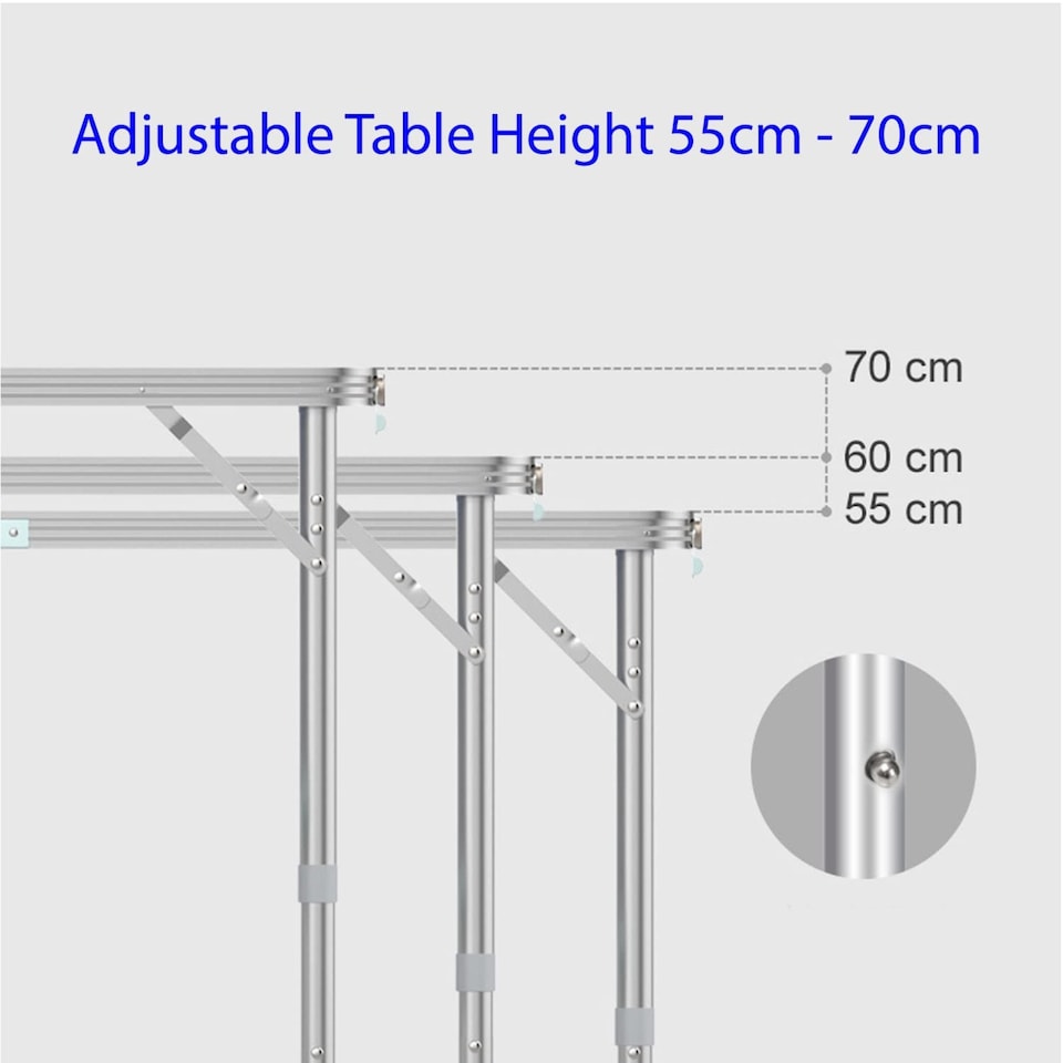 image 1 of 4ft Folding Camping Table and 4 Stools Set - 120cm Adjustable Height Picnic Table