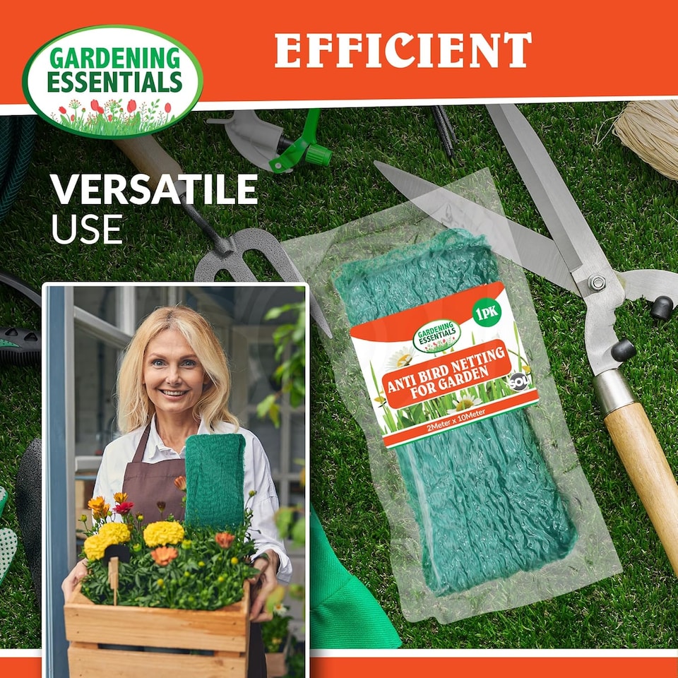image 1 of Versatile Green Garden Netting 2m x 10m – Durable Weatherproof Anti-Bird Mesh for Plants, Fruit, Vegetables, Grass Seed, Ponds & Shrubs