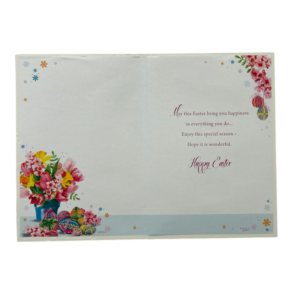 image 1 of Beautiful Flower Pot With Eggs Design Easter Card