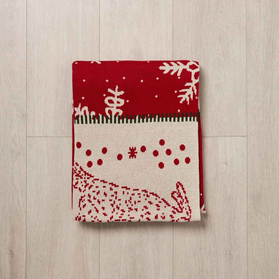 image 1 of BHS Christmas Patchwork Throw, Red | Red | Red | One Size | 1