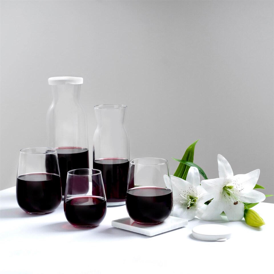 image 1 of Argon Tableware Brocca Glass Carafes with Silicone Lids - 700ml - Pack of 2