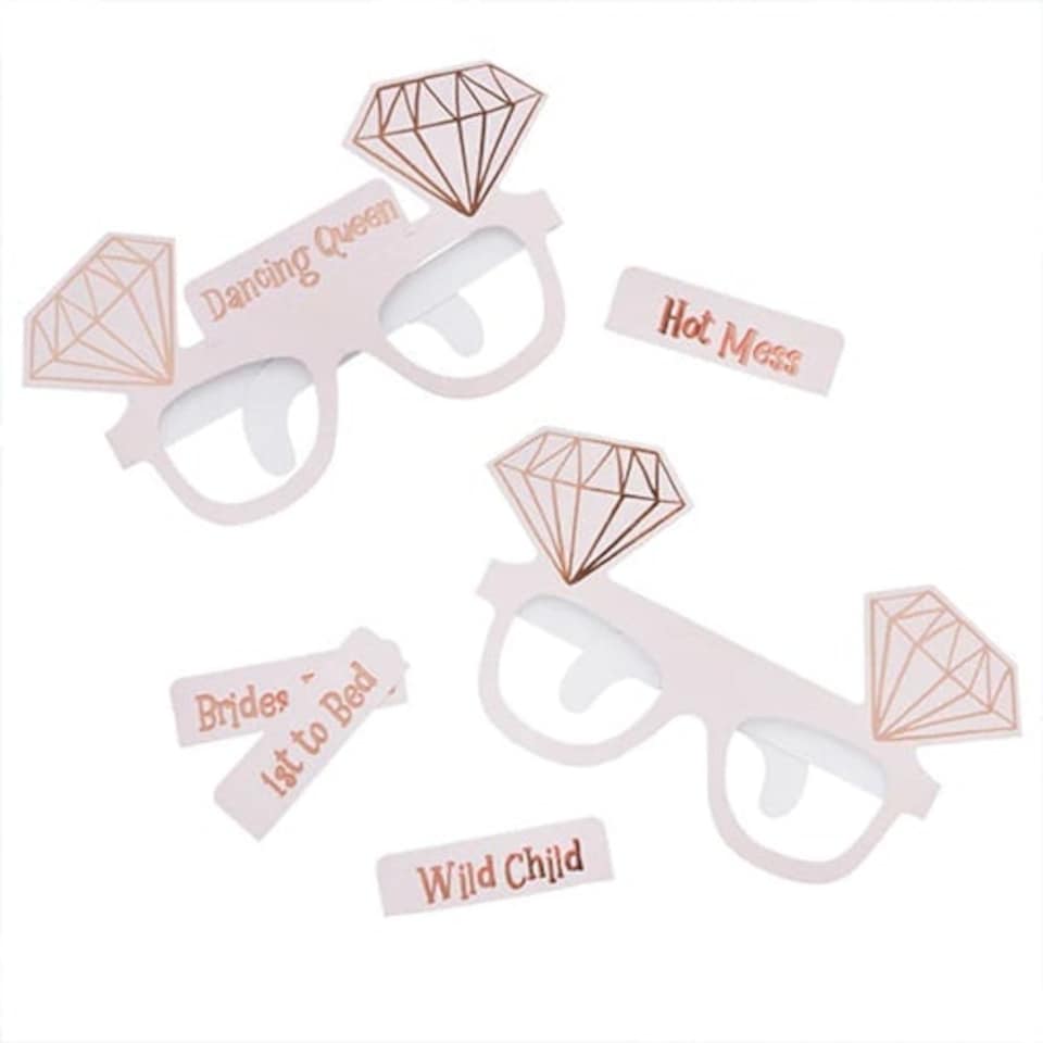 image 1 of Foil Hen Party Cardboard Glasses - Pack of 10 White | One Size