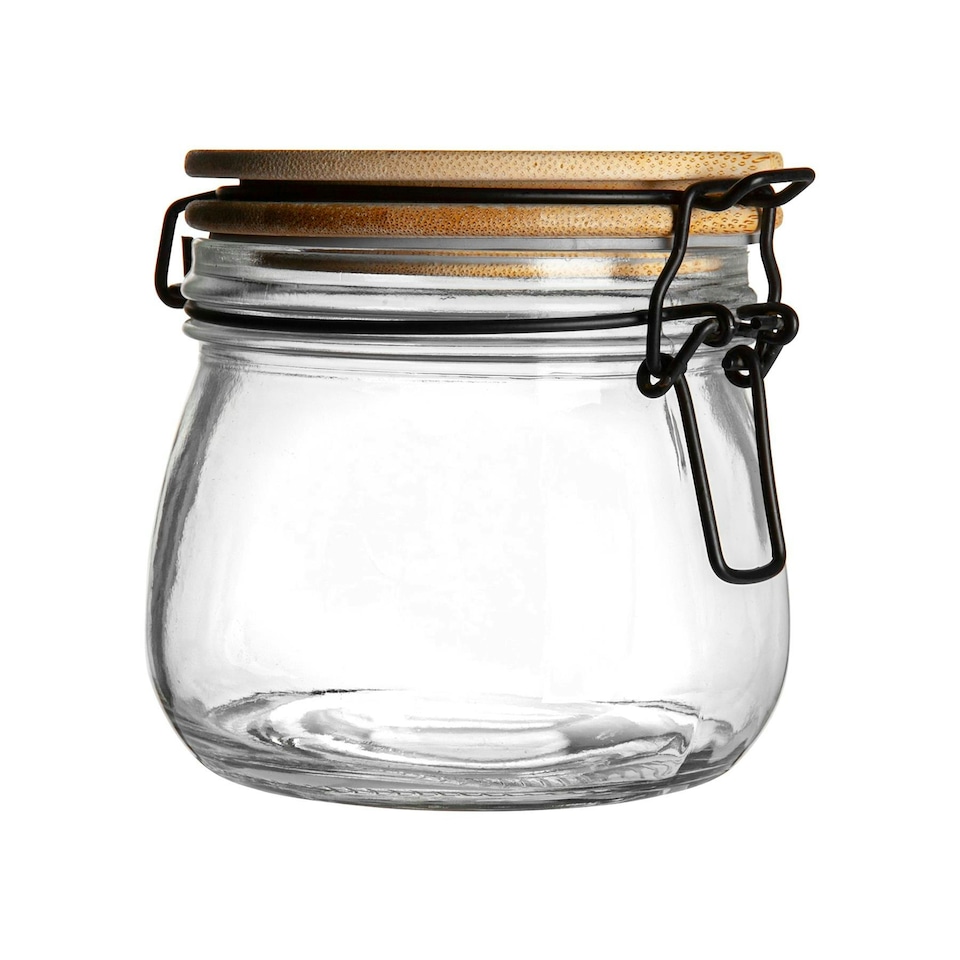 image 1 of Argon Tableware Wooden Clip Lid Storage Jar - 500ml - Clear Seal