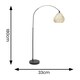 image 2 of ValueLights Louis Black Arched Curved Floor Lamp with Rattan Teardrop Lamp Shade