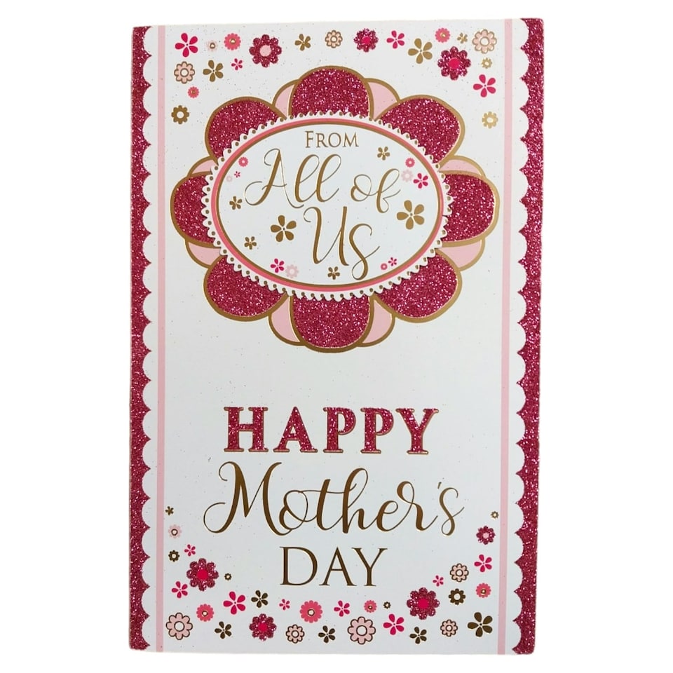 image 1 of From All of Us Glitter Flower Design Mother's Day Card