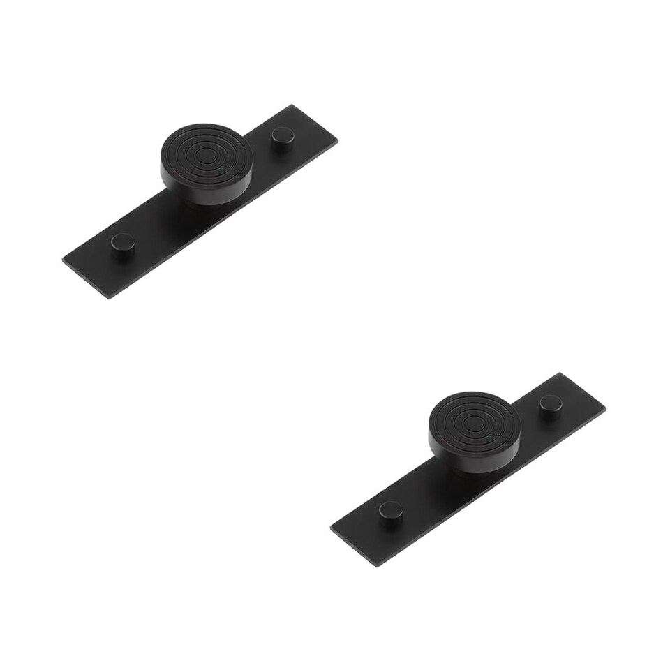 image 1 of 2 PACK Elegant Solid Brass Cupboard Knob with Plain Backplate in Black - Kitchen Cabinet Knob