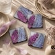 image 2 of Set of 4 Glass Coasters – Whispering Feather Violet (Handmade Fused Glass)