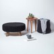 image 6 of Homescapes Black Large Round Cotton Knitted Footstool on Legs | Black | 62 x 62 x 30 cm