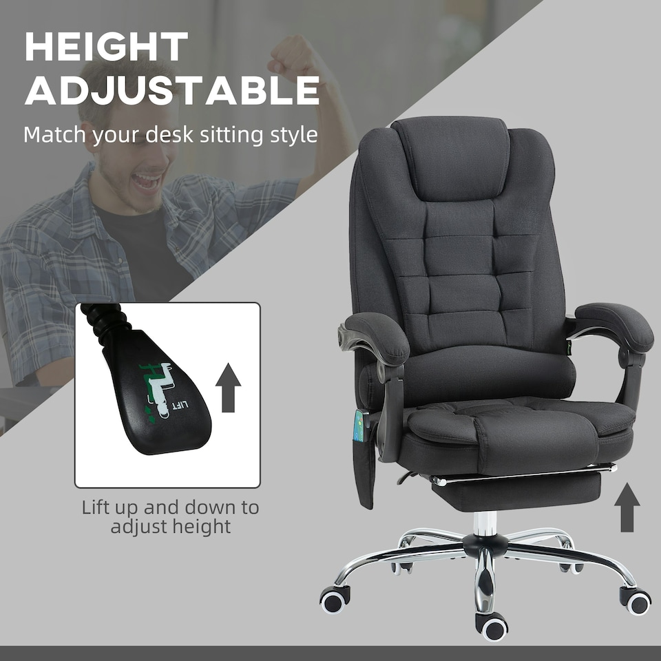 image 1 of Vinsetto Heated Vibration Massage Office Chair with Footrest,Black