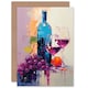 image 1 of Wine Lover Bottle Glasses Fruit Grapes Modern Still Life Art Card