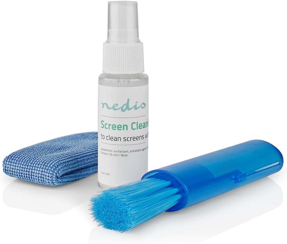 image 1 of Screen Cleaning Kit 35ml Anti-Static Alcohol-Free Cleaner, Cloth & Brush, Streak-Free TV Laptop Phone Cleaner Travel Size