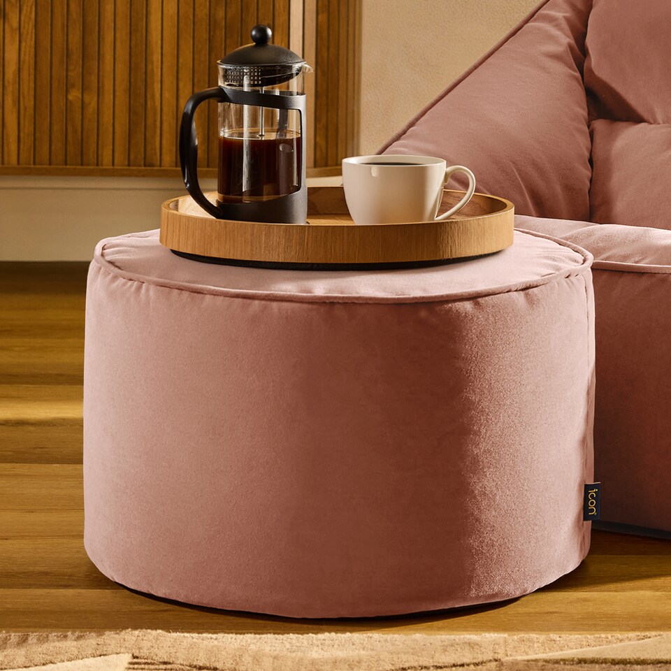 image 1 of icon Natalia  Velvet Armchair and Milano Round Footstool Bean Bag, Pink