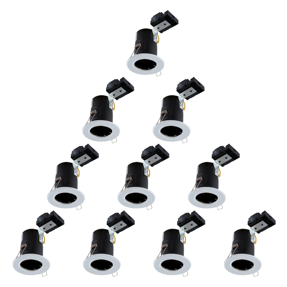 image 1 of Set of 10 x White Fixed GU10 Fire Rated Recessed Downlights