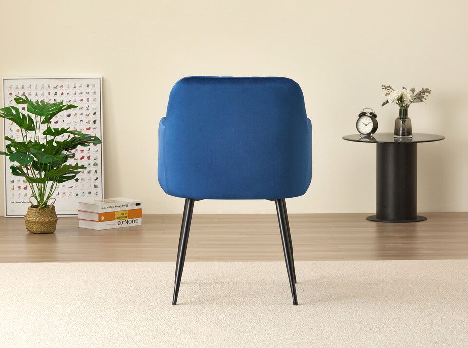 image 1 of Colorado Dining Table with 4 Charlotte Velvet Chairs | Blue | 5