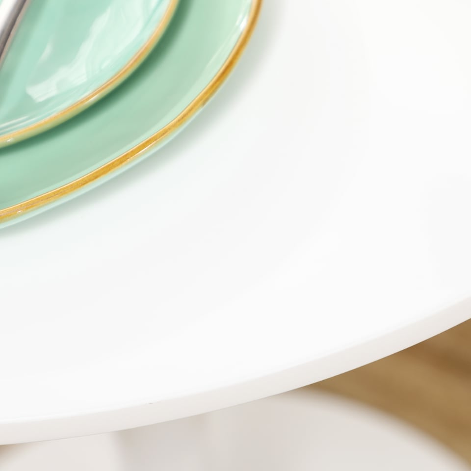 image 1 of HOMCOM Round Dining Table, Modern Kitchen Table with Steel Base, Non-slip Foot Pad for Living Room, Dining Room, White