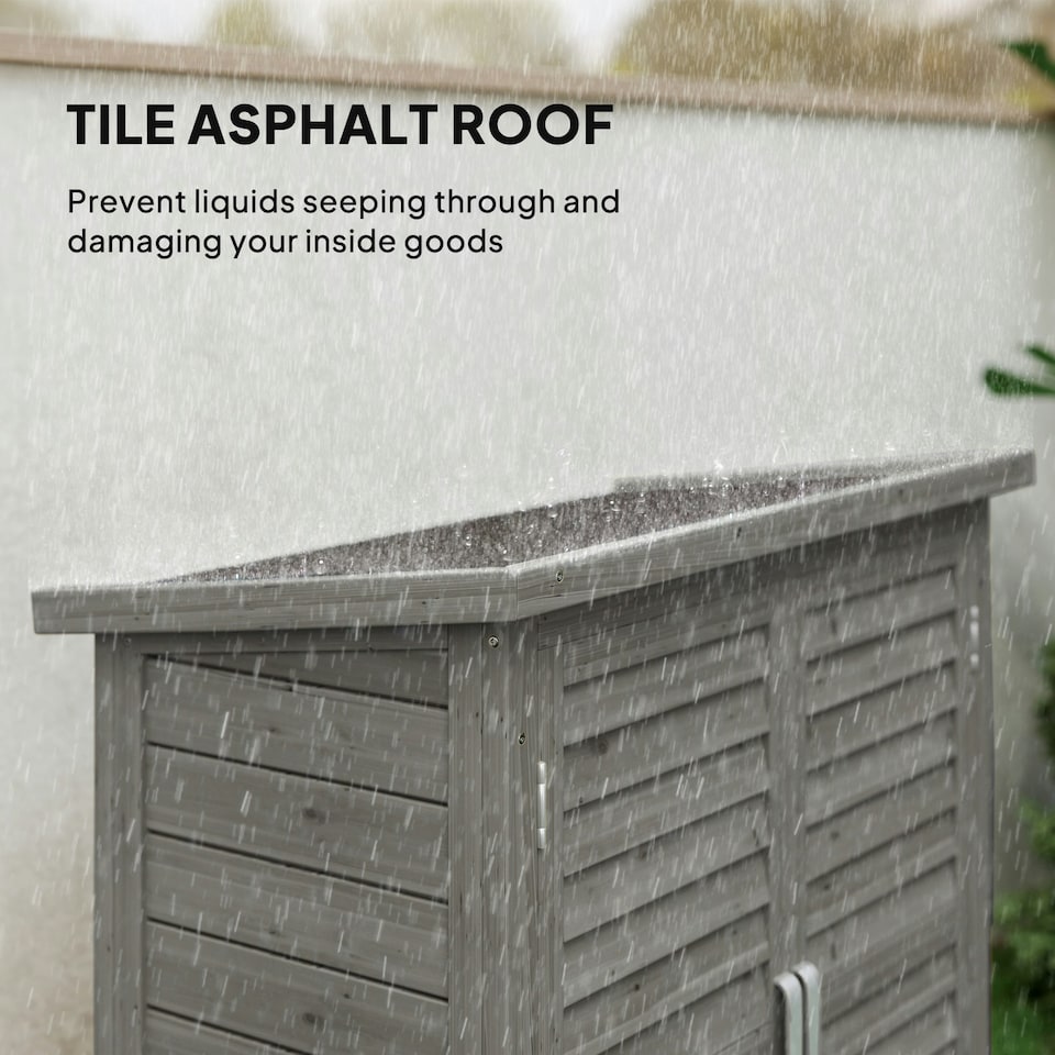 image 1 of Outsunny Garden Storage Shed Solid Fir Wood Garage Organisation w/ Doors Grey