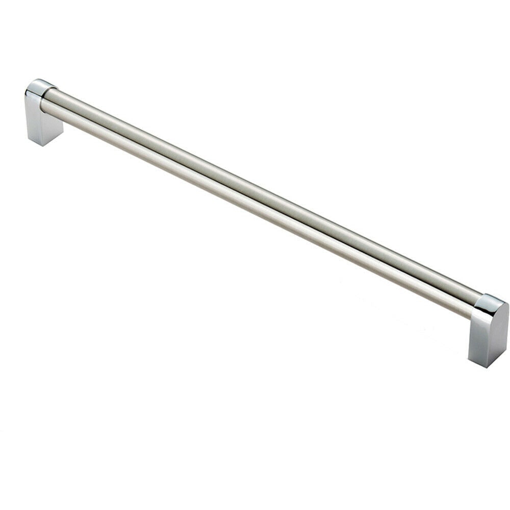 Loops Round Tube Pull Handle 336 x 16mm 320mm Fixing Centres Satin Nickel & Chrome in Metallics