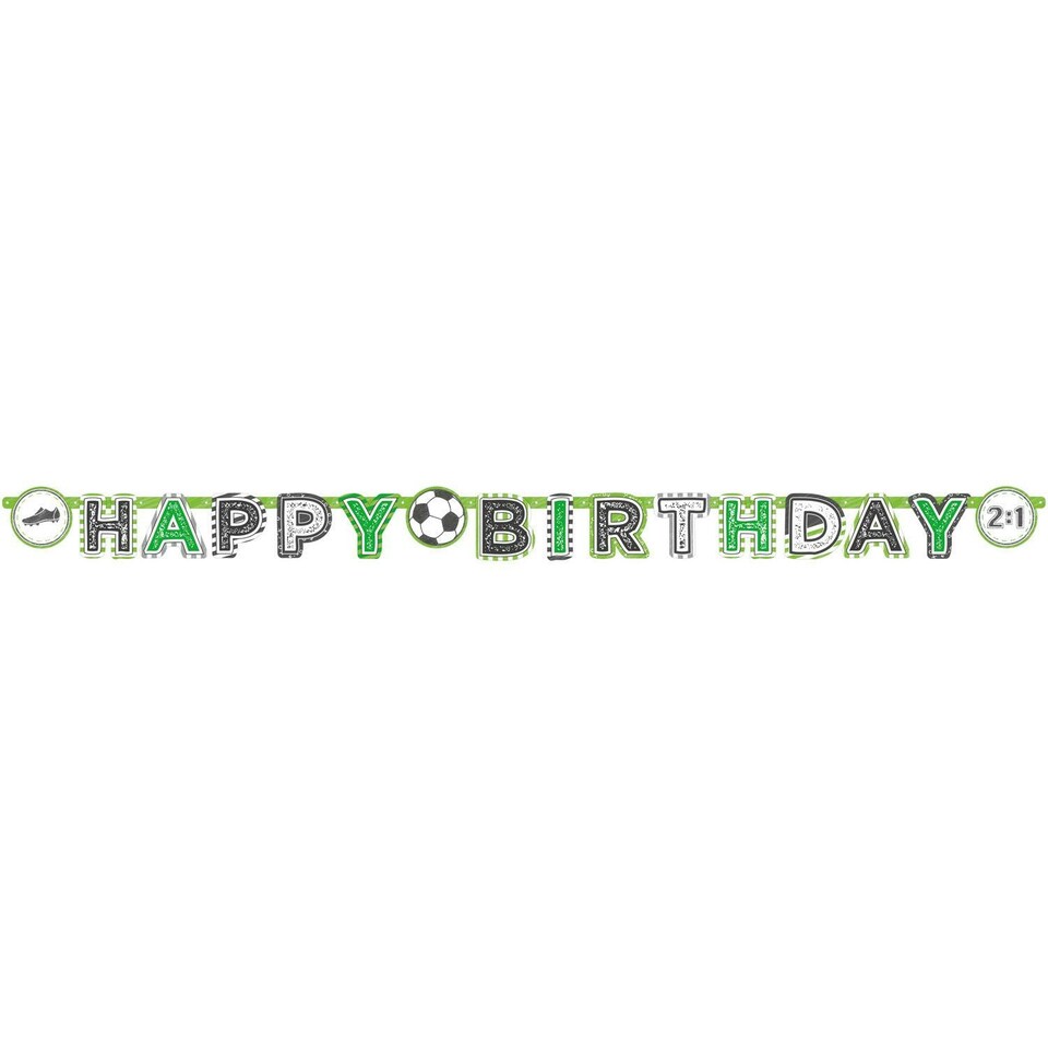 Amscan Kicker Party Paper Letters Happy Birthday Banner - Green/Black/White - One Size