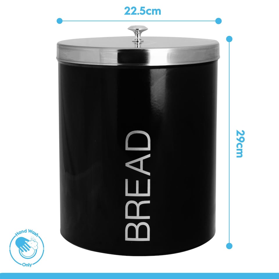 image 1 of Harbour Housewares Metal Bread Bin - Round Retro Bread Tin Canister Storage Jar Kitchen Caddy Food Storage Box Container | White | White