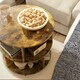 image 5 of Industrial 3 Tier Rolling Coffee Table Rustic Brown Brown