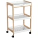 image 6 of HOMCOM Mobile Serving Trolley Kitchen Cart Pine Wood Rolling Wheels White
