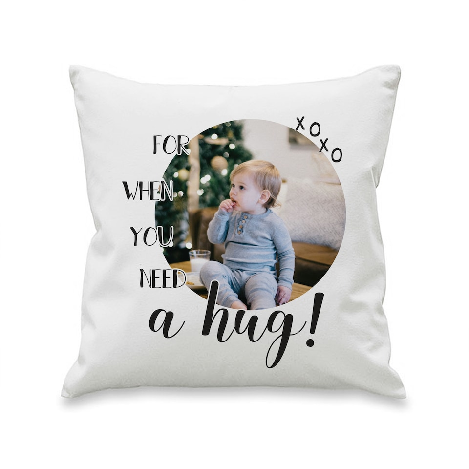 image 1 of Personalised Need A Hug Photo Upload Cushion