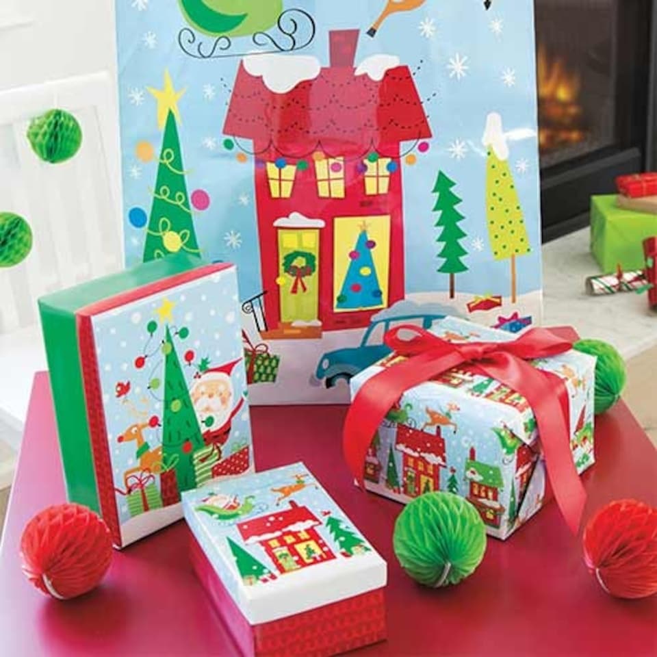 image 1 of Colourful Santa Christmas Gift Wrapping Paper Roll 1.52m