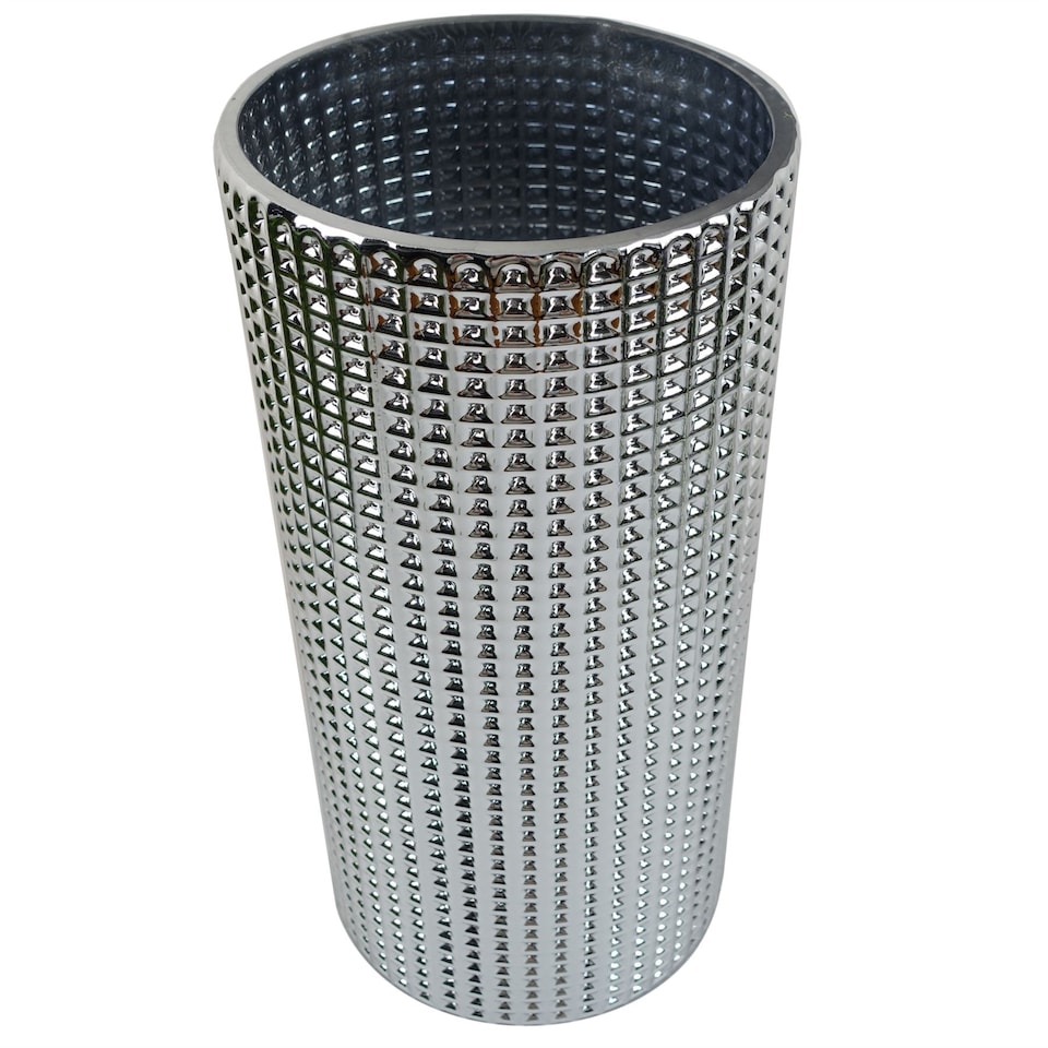 image 1 of 30cm Silver Dot Glass Vase | Silver | 30