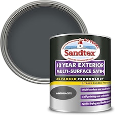 Sandtex 10 Year Exterior Satin Paint - Anthracite - 750ml