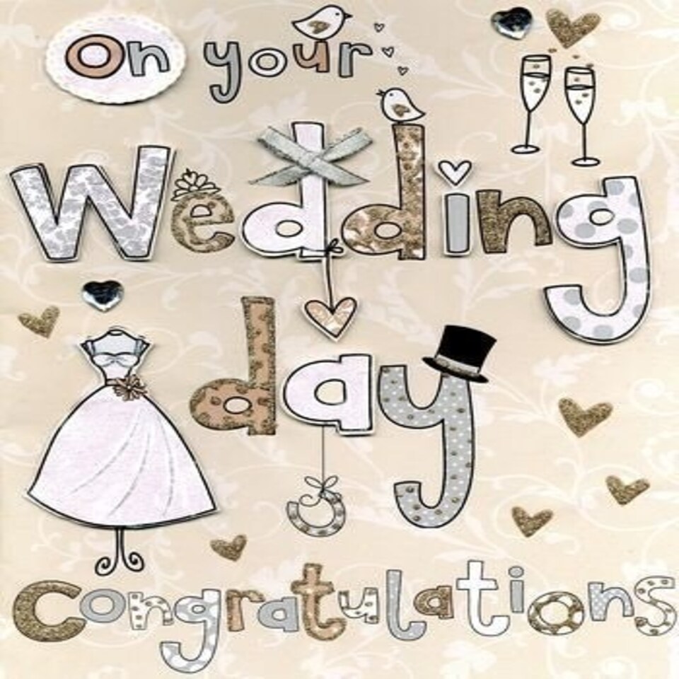 image 1 of Second Nature Collectable Large Greeting Card " On your Wedding Day Congratulations