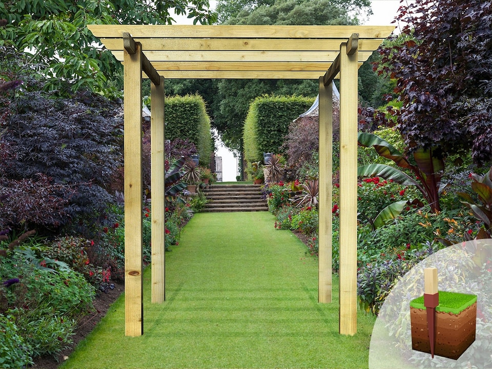 image 1 of eDecks HD Royal Walkway Garden Pergola w/ Steel Spikes 2.7m - 2.4 x 2.4m