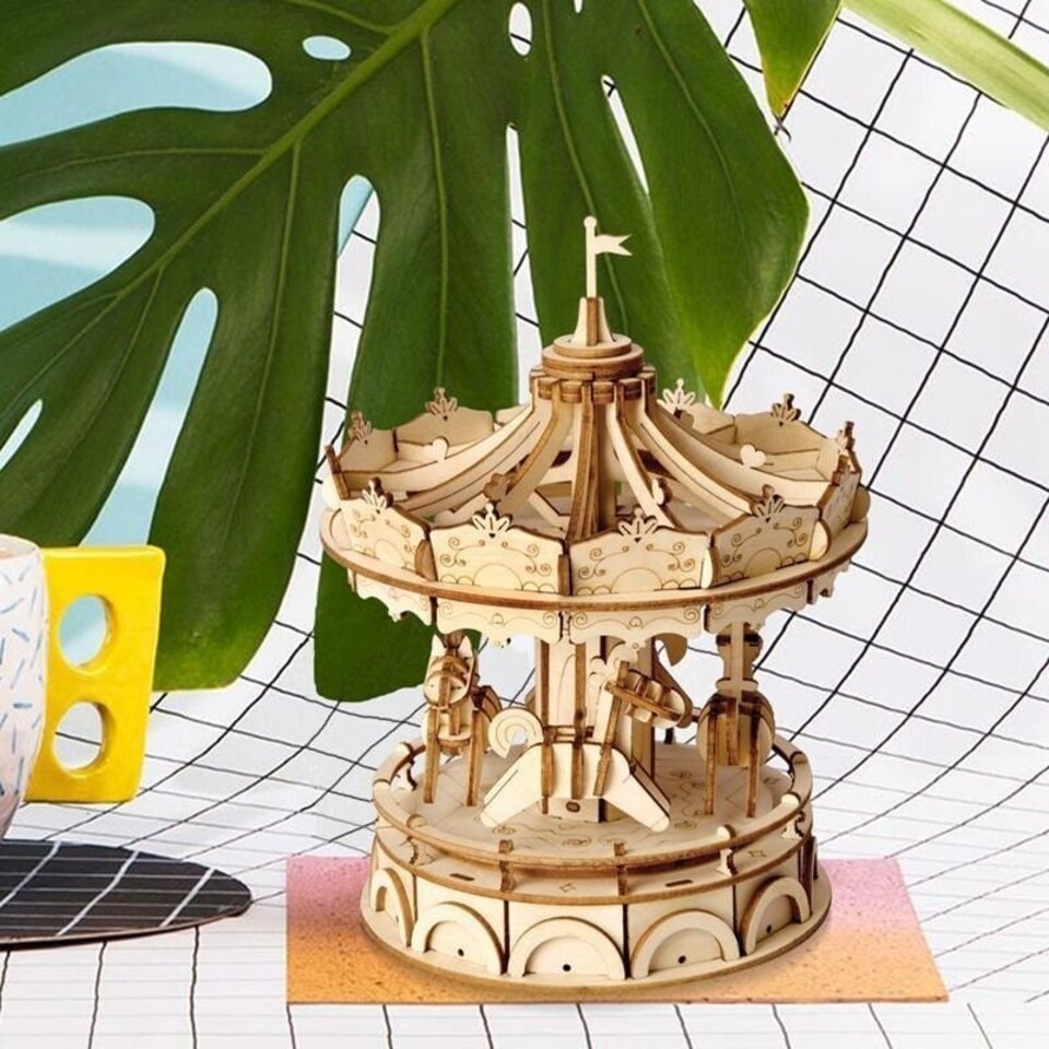 image 1 of Rolife 3D Wooden Puzzle Merry-Go-Round