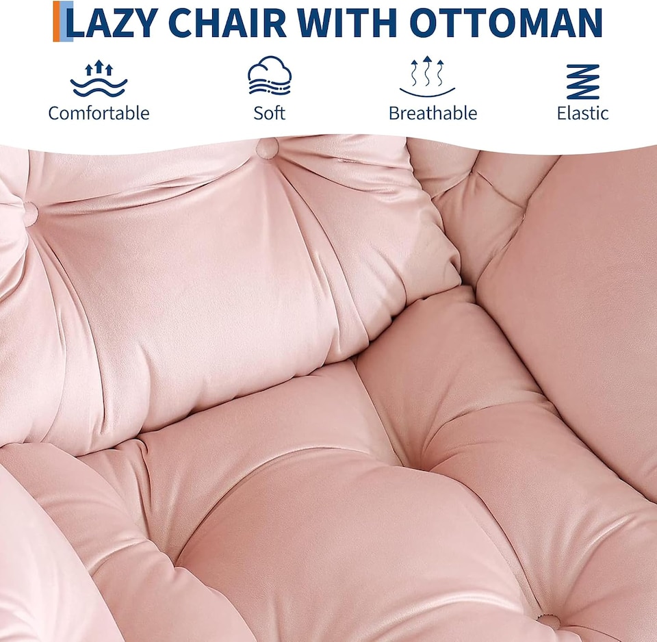 image 1 of London Boutique Velvet Armchair Soft Upholstered Lounge Chair with Ottoman - Pink