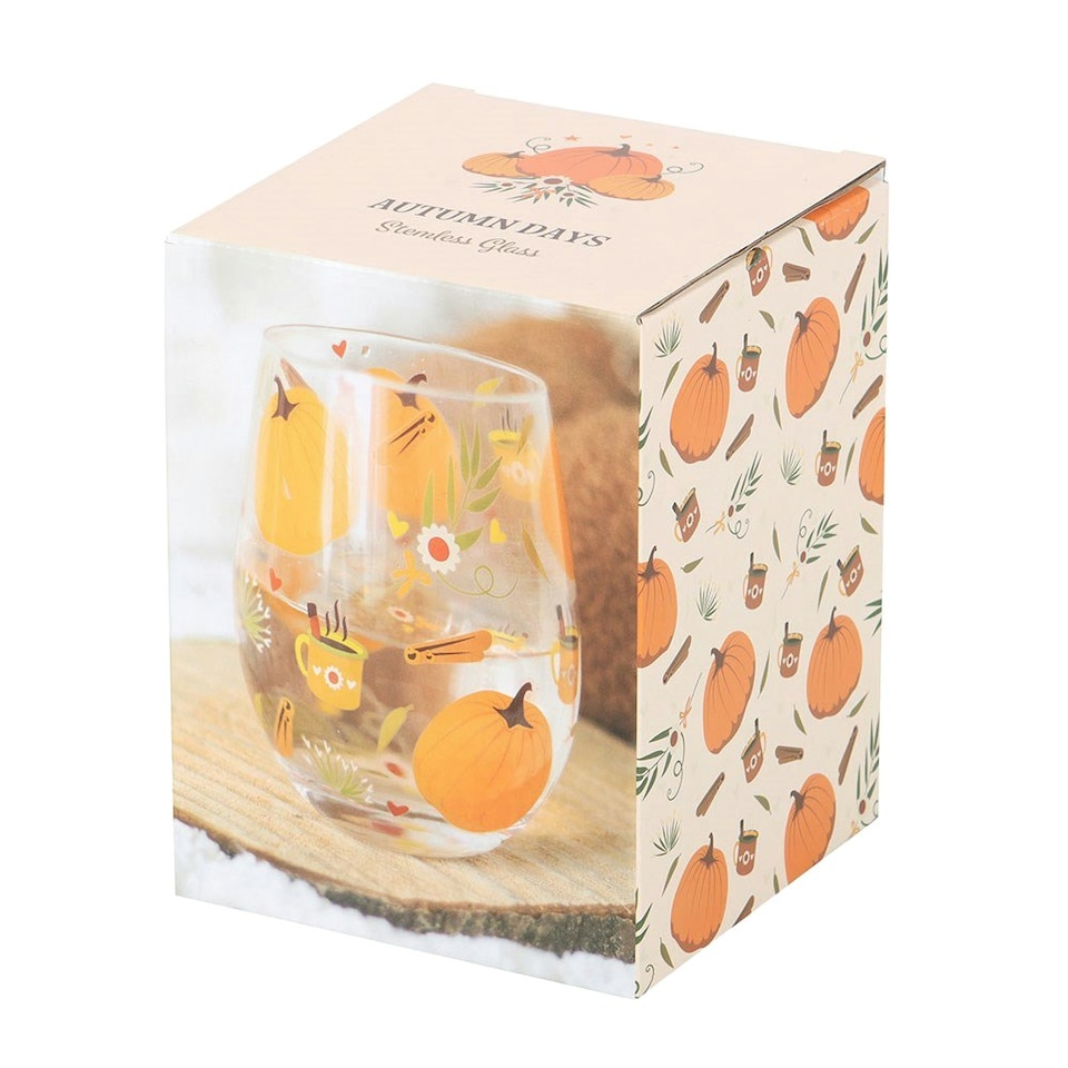 image 1 of Something Different Autumn Days Print Stemless Glass - Transparent/Orange - One Size