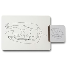 line art of male body (Placemat & Coaster Set)