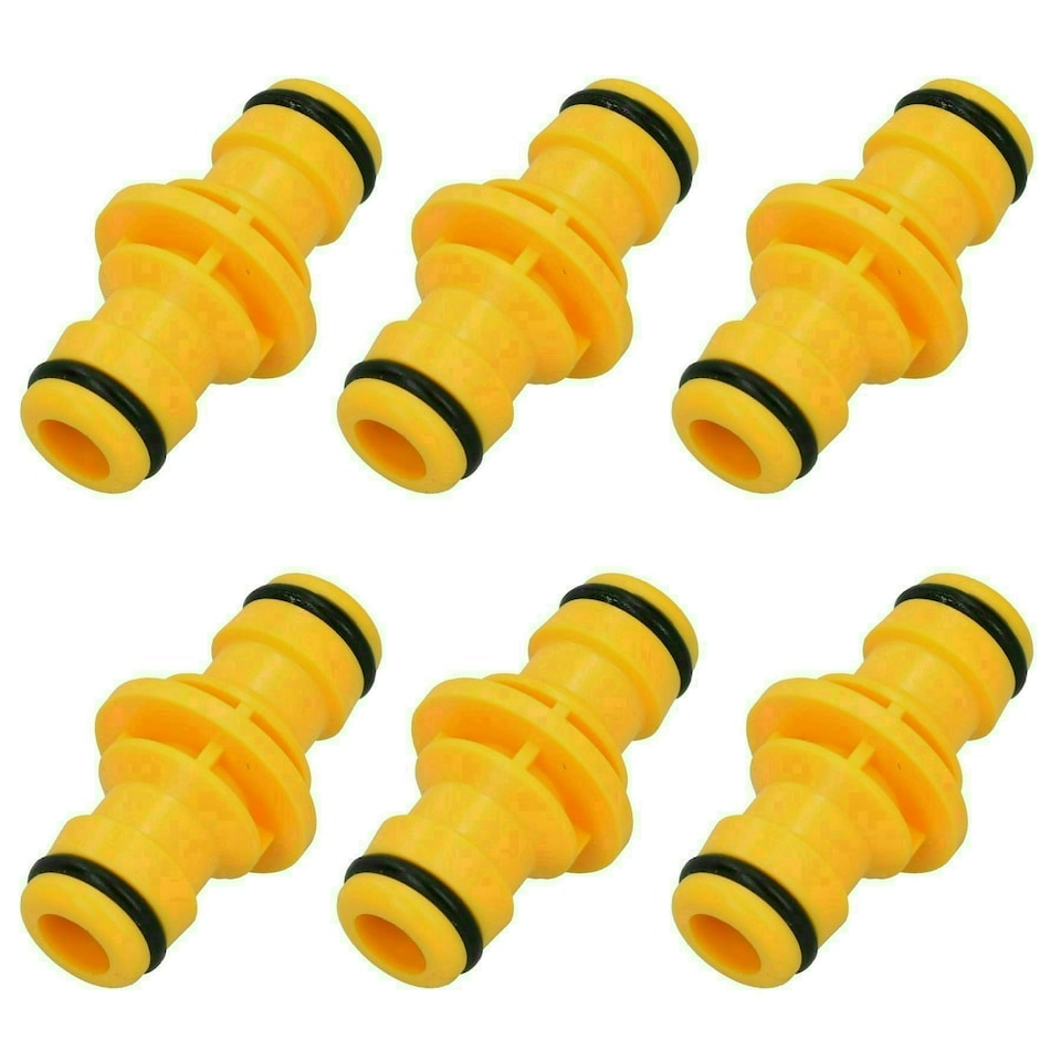 image 1 of 2 Way Male Straight Garden Hose Water Pipe Connector Fast Joiner Coupler 6pc