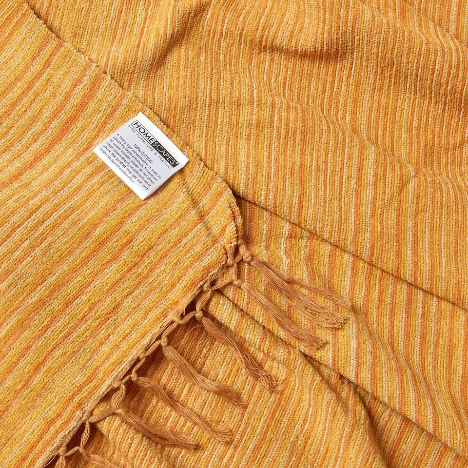 image 1 of Homescapes Bed Sofa Throw Cotton Chenille Tie Dye Rust - 220 x 240 cm | Orange