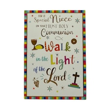 For Niece Walk In The Light First Holy Communion Religious Card