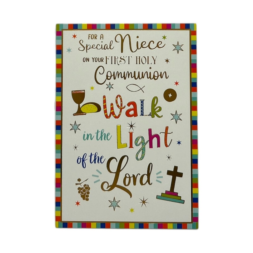 image 1 of For Niece Walk In The Light First Holy Communion Religious Card
