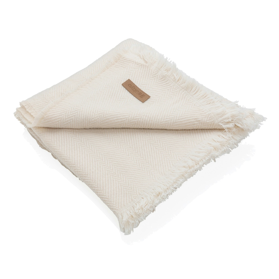 image 1 of Ukiyo Polylana Woven Aware Blanket - Off White - One Size | Cream