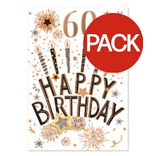 Simon Elvin Isabel Garden Candle 60th Birthday Greetings Card (Pack of 6) - Multicoloured - One Size