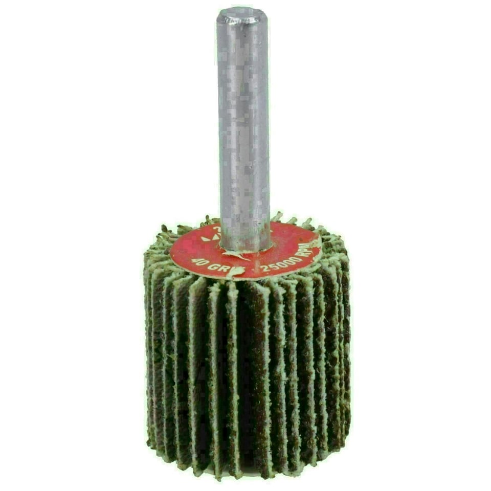 image 1 of 40 Grit 25mm Flap Wheel Disc Abrasive Sanding Pads For Drills 6mm Shank 10pc