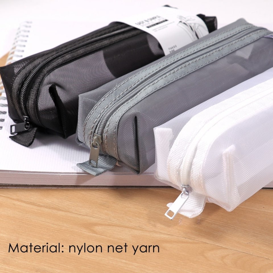 image 1 of Easy and Simple Nylon Net Student Pencil Case