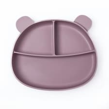 Callowesse Silicone Divided Baby Suction Plate | BPA-Free | Dishwasher Safe | Microwave Safe Pink