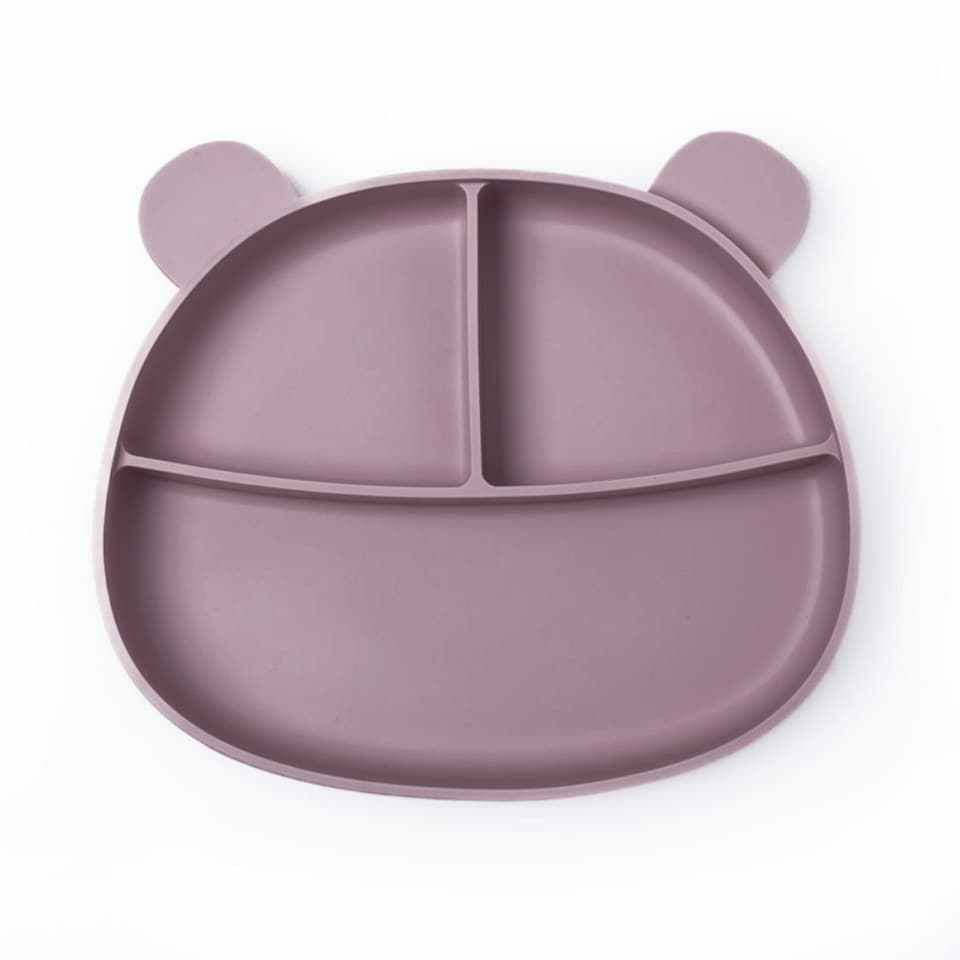 image 1 of Callowesse Silicone Divided Baby Suction Plate | BPA-Free | Dishwasher Safe | Microwave Safe Pink