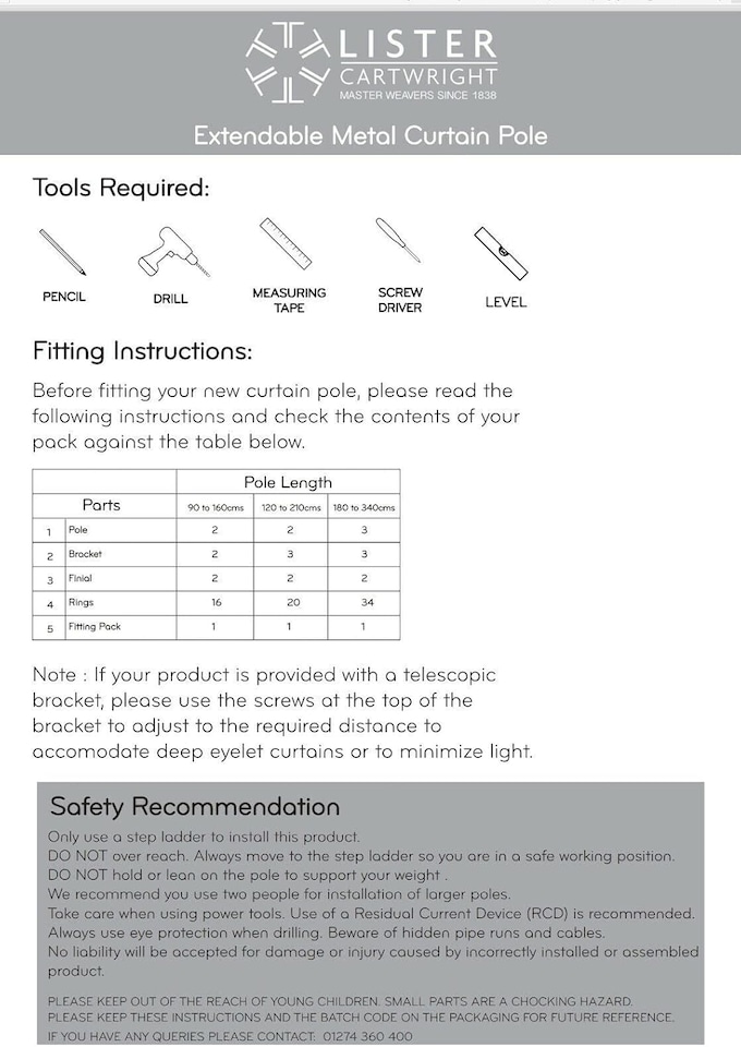 image 1 of 19 mm Extendable Metal Curtain Pole Rods - White (Crook Finials, 70-120 cm)