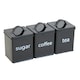 image 3 of Oypla 5 Piece Black Kitchen Canister Storage Tin Set Bread Biscuits Tea Sugar Coffee Black