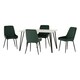 image 1 of Marlow & Avery Indoor Dining Set with 4 Chairs - White Marble - Emerald Green Velvet | Green | White Marble/Emerald Green | 5